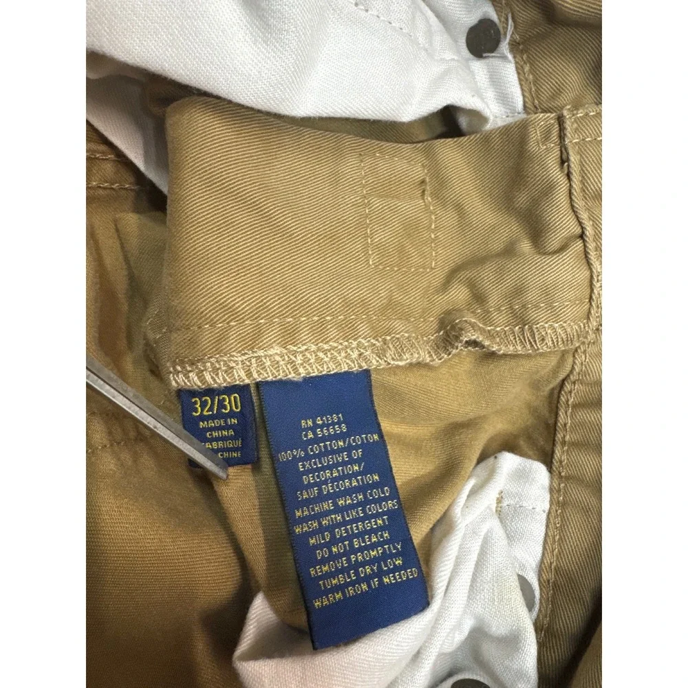 Polo Ralph Lauren Mens 32x30 Tan Khaki Cotton 5-Pocket Straight‎ Leg